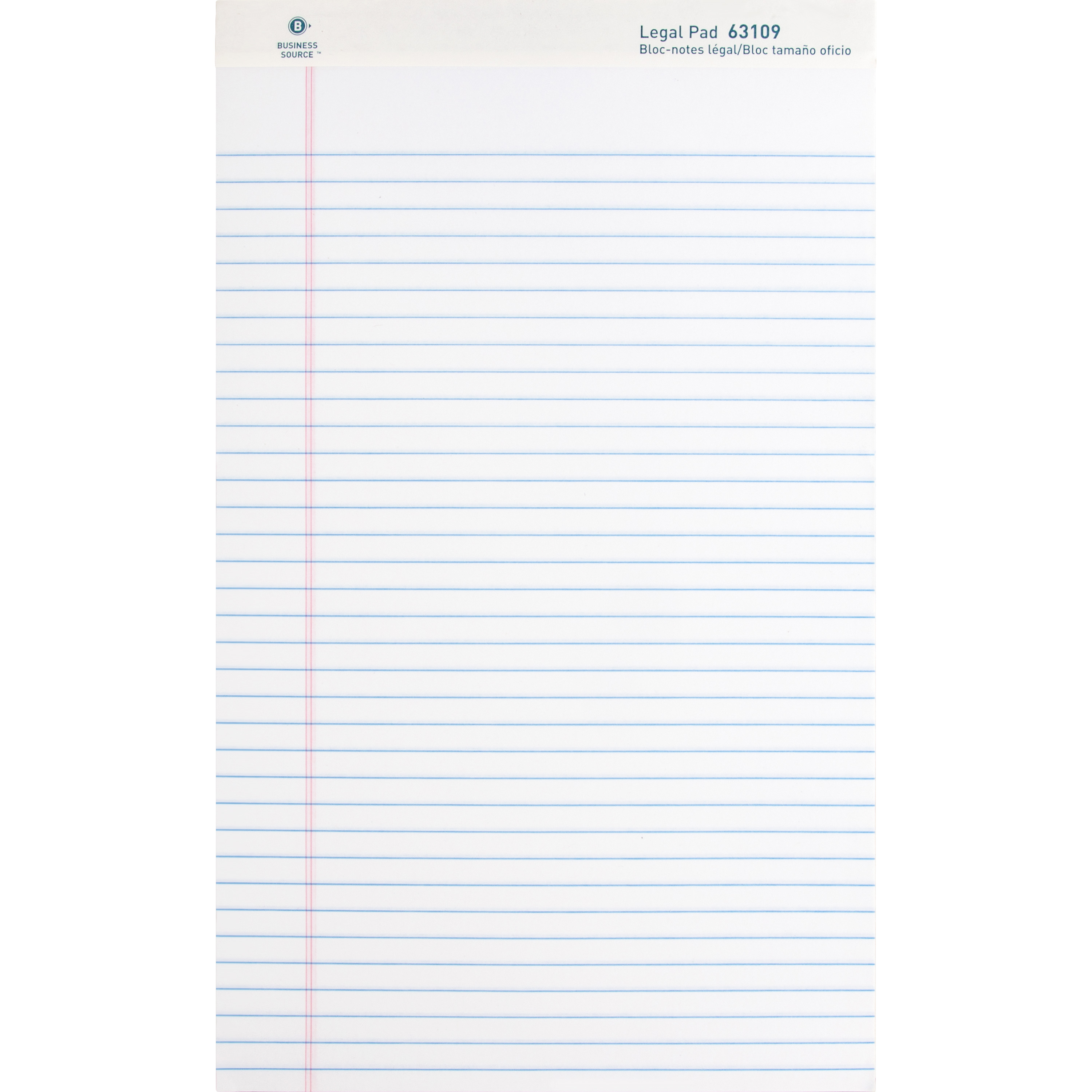 Business Source Note Pad White,  Legal-ruled 8.5 x 14"  50 sheets